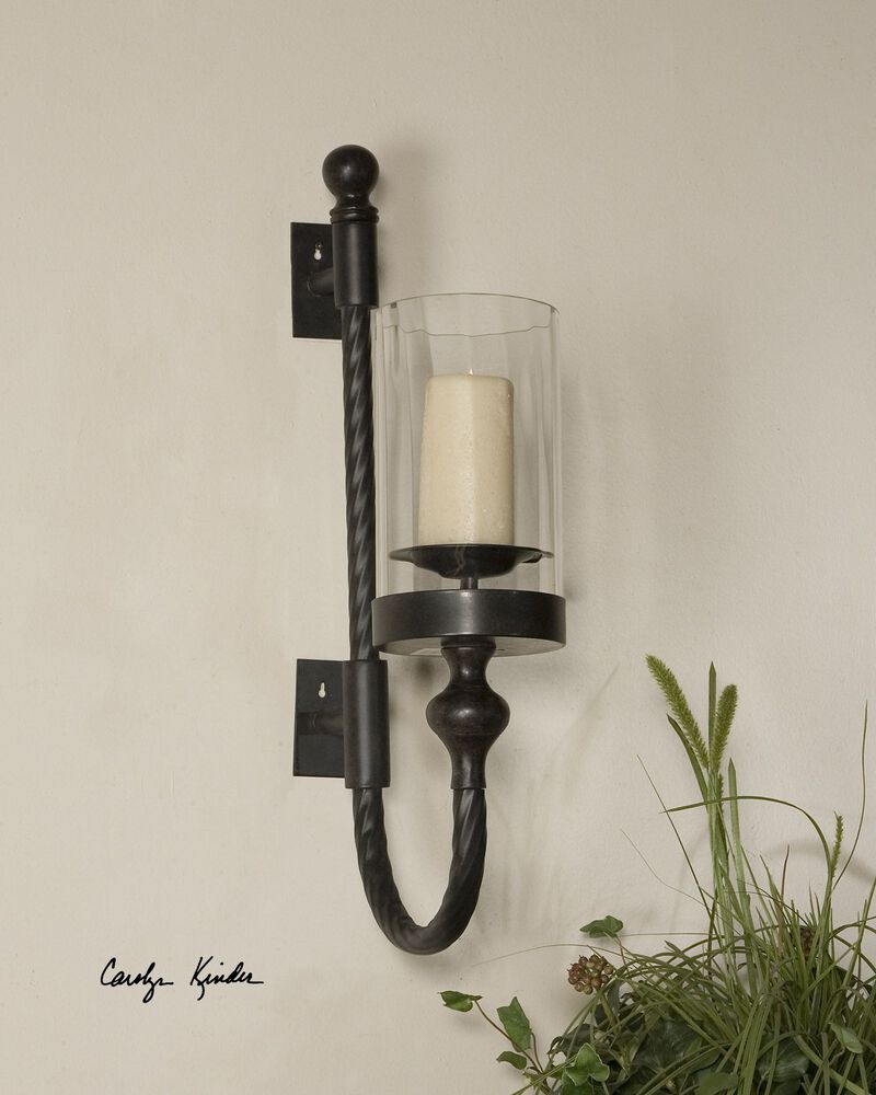 Uttermost Garvin Twist Metal Sconce With Candle image number 1